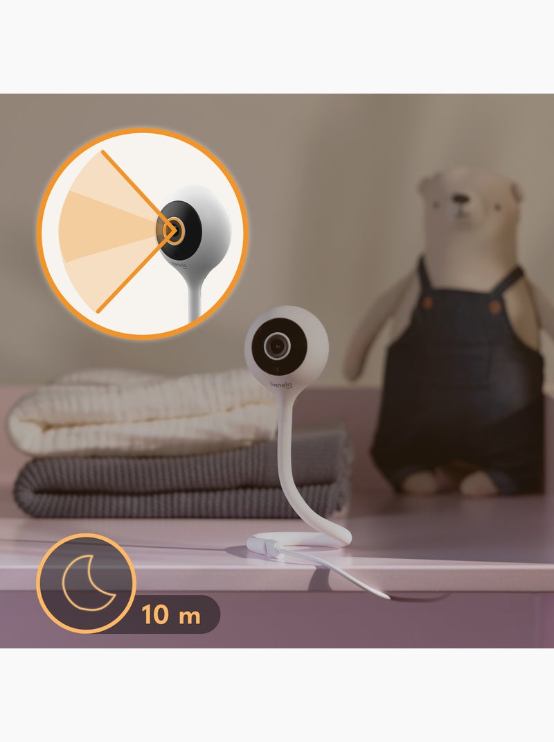 Babyphone LIONELO Babyline Smart - HD - WiFi - Audio Bidirectionnel - Vision nocturne - USB Blanc - Kiabi