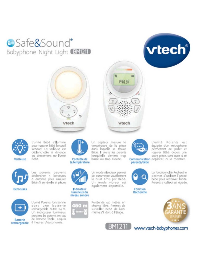 Babyphone Night Light Safe & Sound BM1211 Blanc - Kiabi