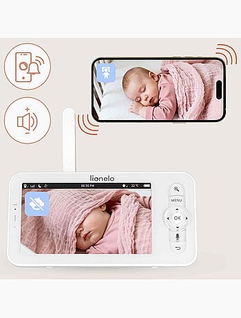 Babyphone sans fil LIONELO Babyline 9.2 AI - Détection tête couverte - Moniteur - Application mobile