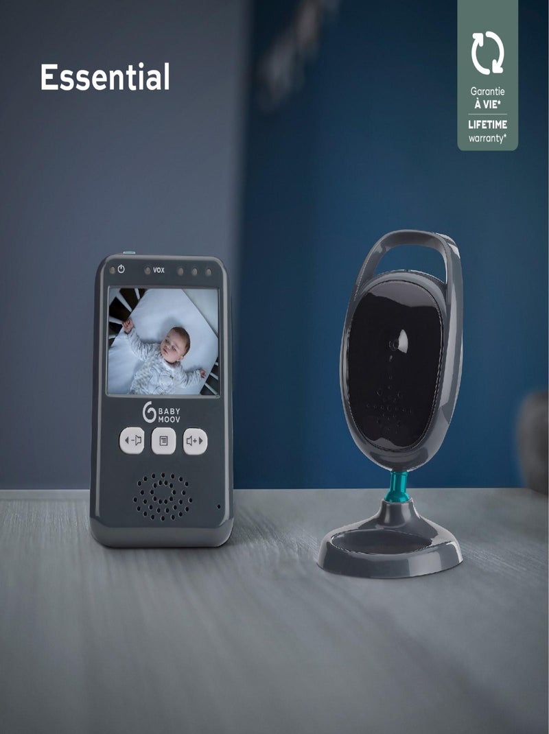 Babyphone Vidéo Essential, Portée de 250m, Kit mural inclus 'Babymoov' Gris - Kiabi