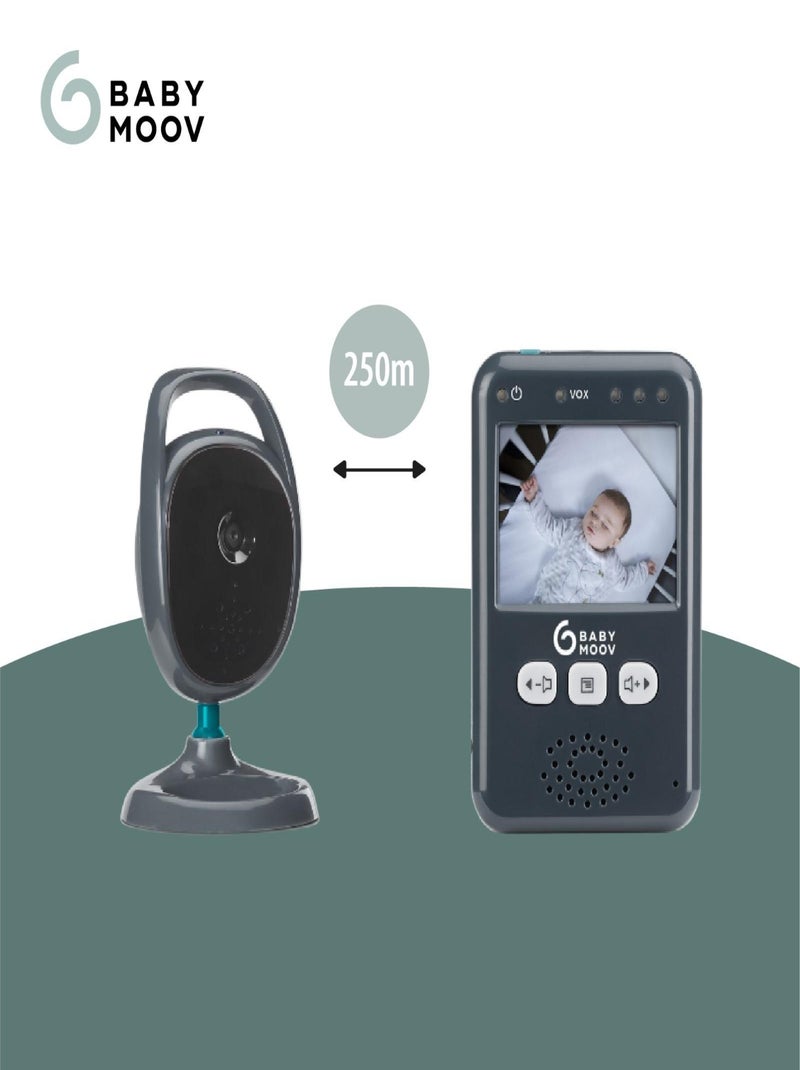Babyphone Vidéo Essential, Portée de 250m, Kit mural inclus 'Babymoov' Gris - Kiabi