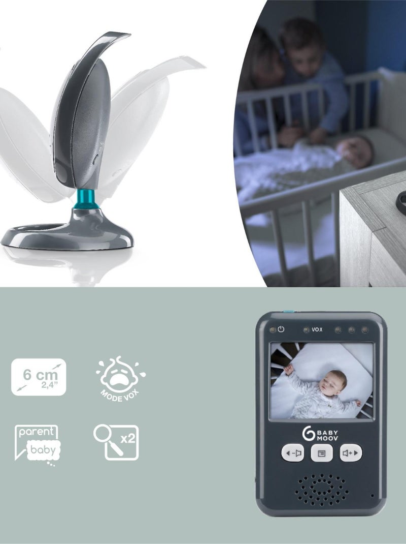 Babyphone Vidéo Essential, Portée de 250m, Kit mural inclus 'Babymoov' Gris - Kiabi