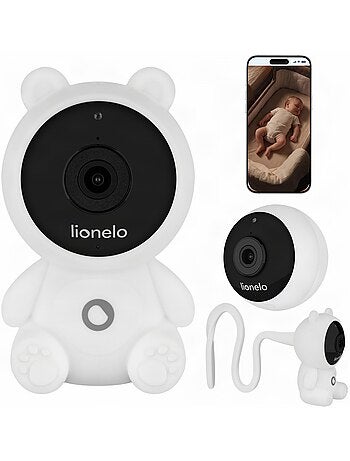 Babyphone vidéo lionelo babyline 2.0 - wifi - audio bidirectionnel - vision nocturne - berceuses