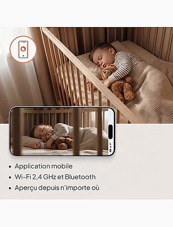 Babyphone vidéo lionelo babyline 2.0 - wifi - audio bidirectionnel - vision nocturne - berceuses