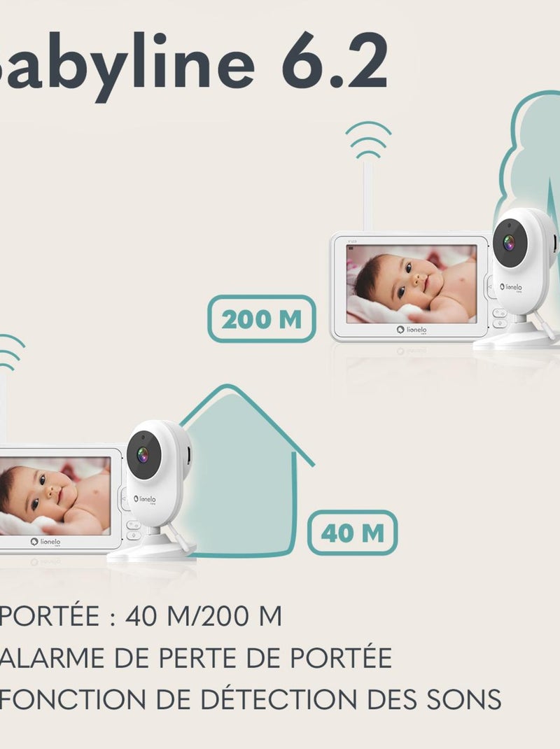 Babyphone vidéo LIONELO Babyline 6.2 - FullHD - Communication bidirectionnelle - Sans fil Beige/Blanc - Kiabi