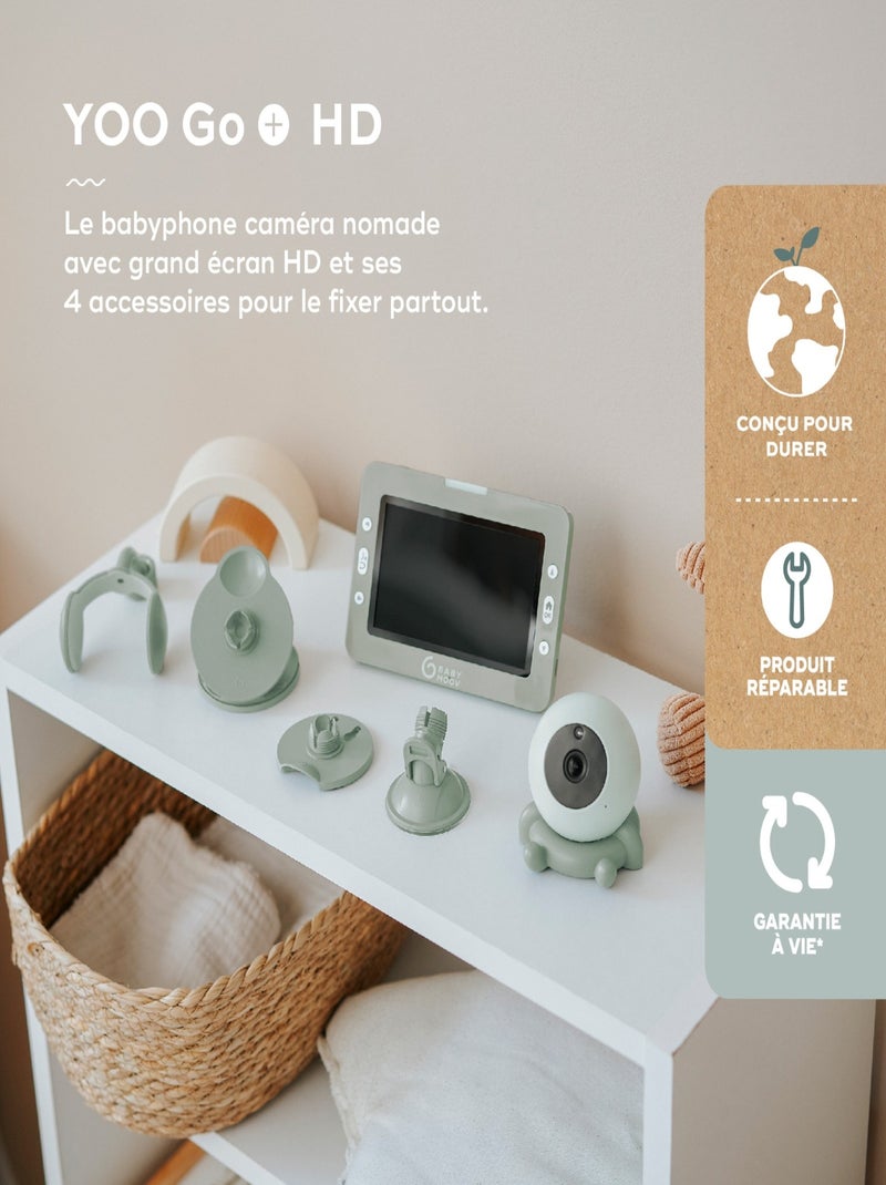 Babyphone vidéo nomade rechargeable yoo go+ hd 'babymoov' Vert - Kiabi