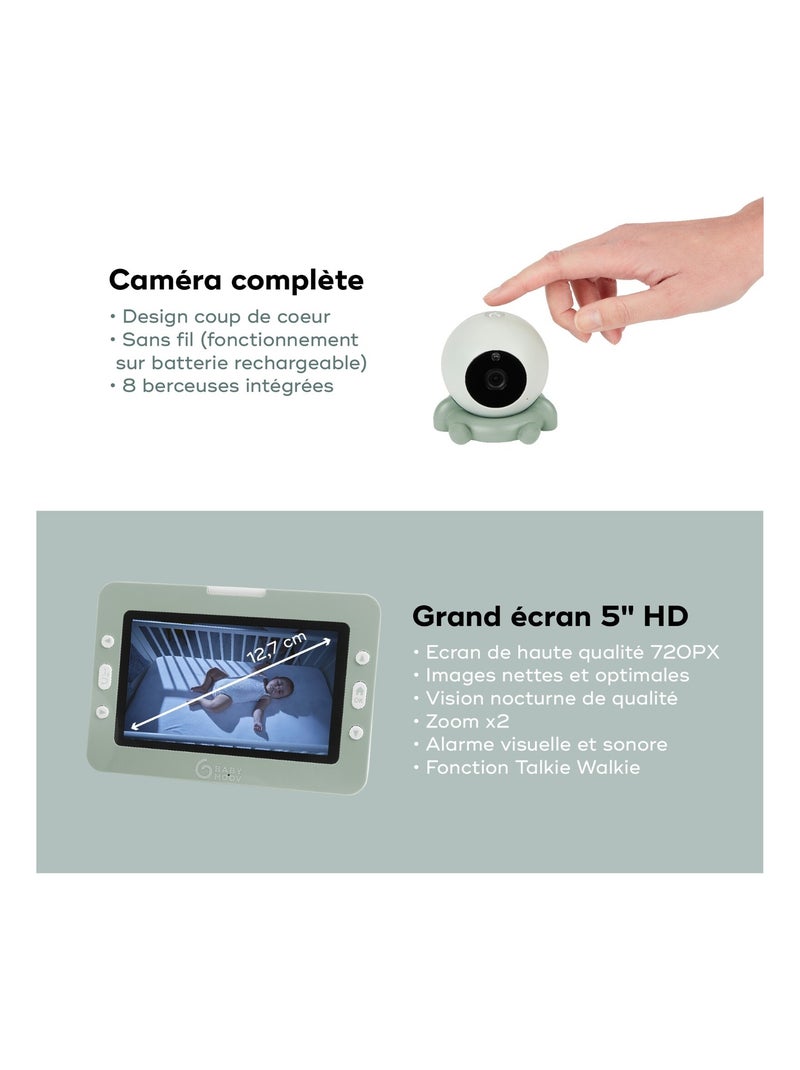 Babyphone vidéo nomade rechargeable yoo go+ hd 'babymoov' Vert - Kiabi