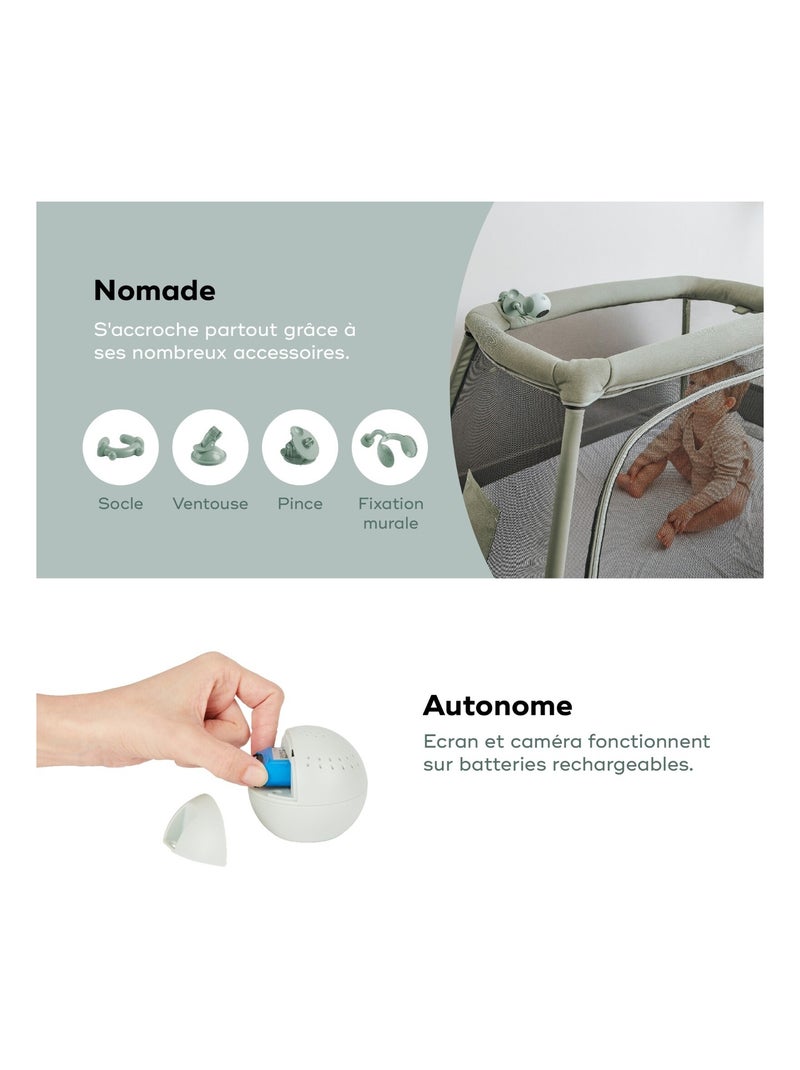 Babyphone vidéo nomade rechargeable yoo go+ hd 'babymoov' Vert - Kiabi