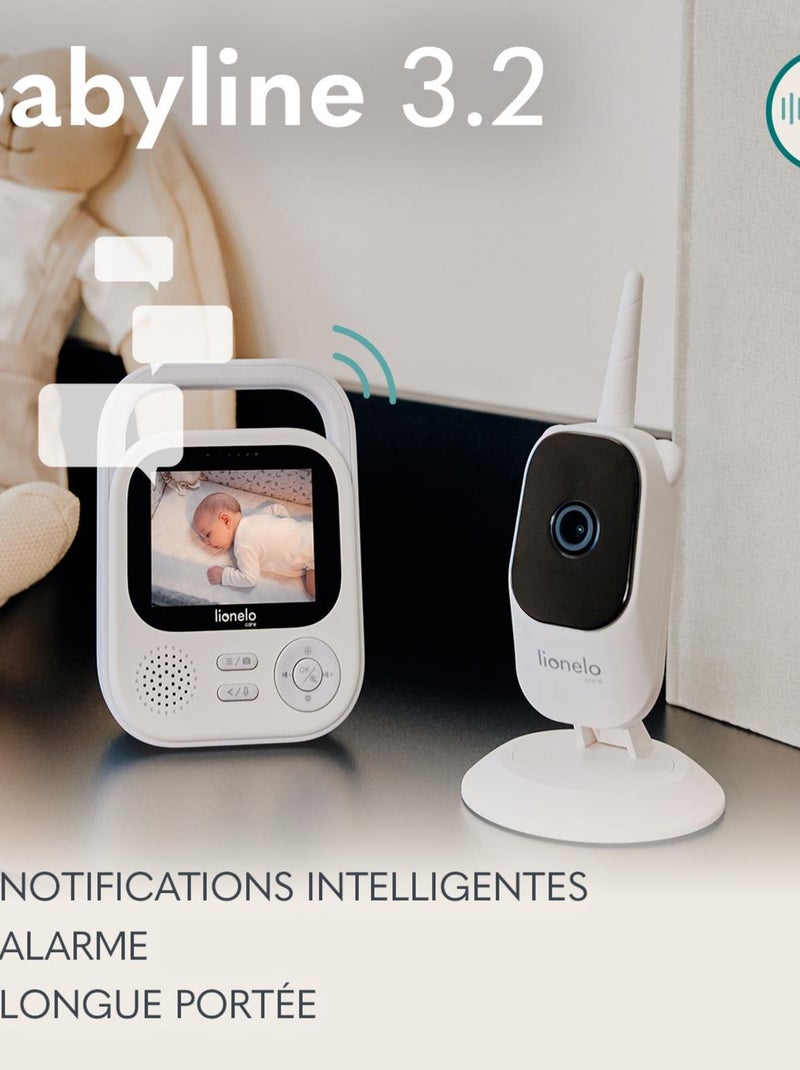 Babyphone vidéo sans fil - LIONELO Babyline 3.2 - Communication bidirectionnelle - Vision Nocturne Blanc Gris anthracite Noir - Kiabi