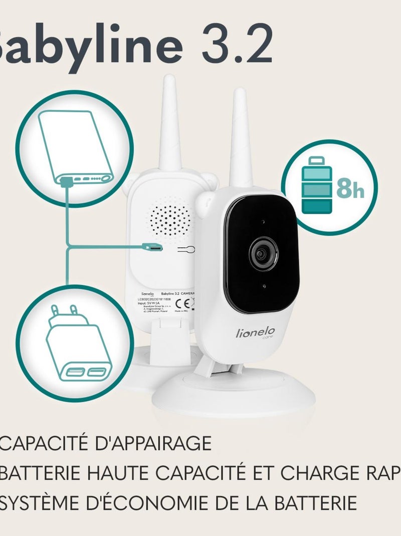 Babyphone vidéo sans fil - LIONELO Babyline 3.2 - Communication bidirectionnelle - Vision Nocturne Blanc Gris anthracite Noir - Kiabi
