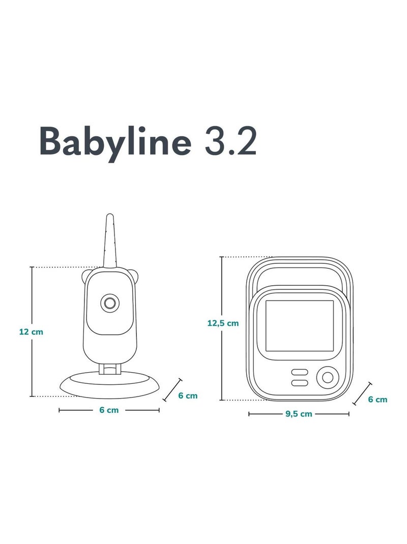 Babyphone vidéo sans fil - LIONELO Babyline 3.2 - Communication bidirectionnelle - Vision Nocturne Blanc Gris anthracite Noir - Kiabi