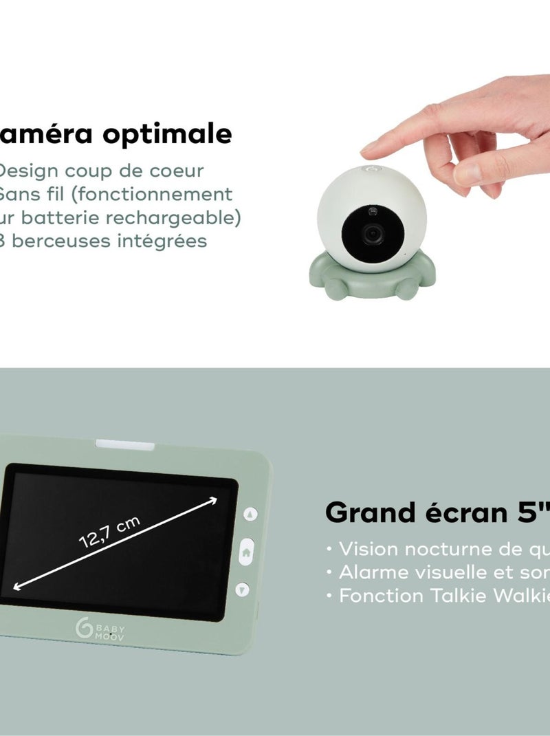 Babyphone vidéo YOO Go+ - Batterie Rechargeable Longue Autonomie 'Babymoov' Vert clair - Kiabi