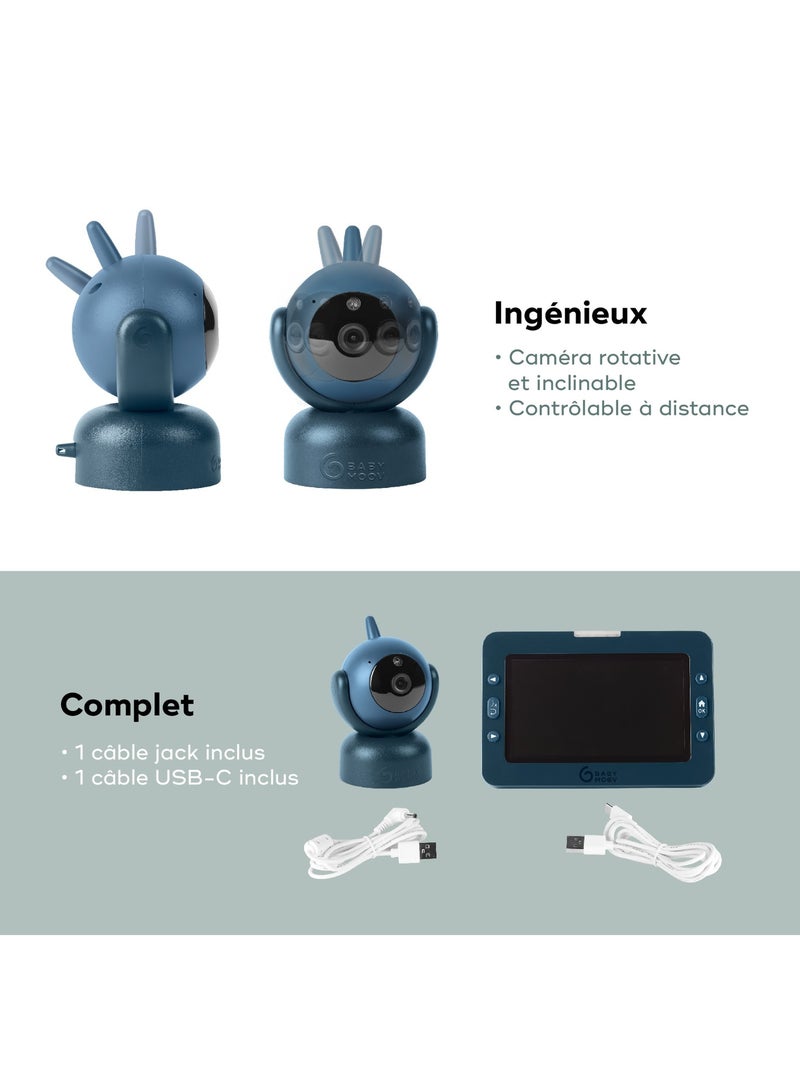 Babyphone vidéo yoo master+ hd  motorisé 360° 'babymoov' Bleu foncé - Kiabi