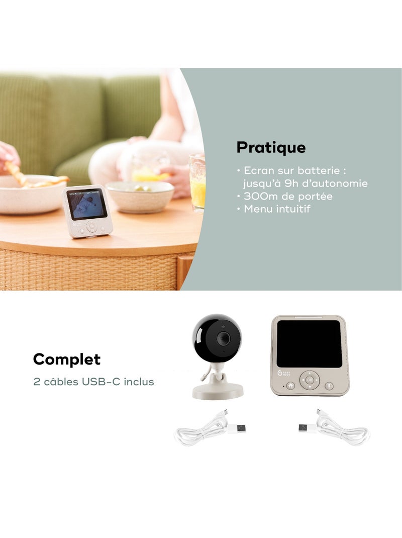 Babyphone Vidéo Yoo Start 'Babymoov' Gris clair - Kiabi