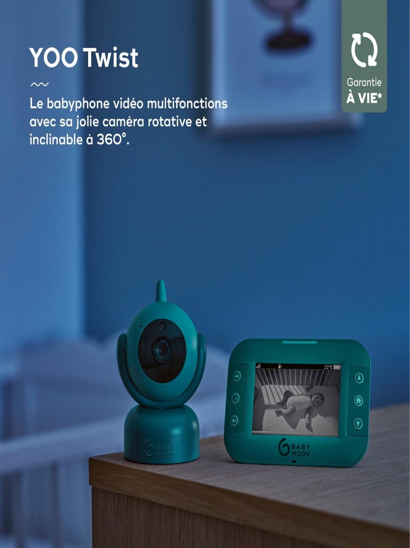 Babyphone vidéo Yoo Twist avec caméra rotative 'Babymoov' Vert - Kiabi
