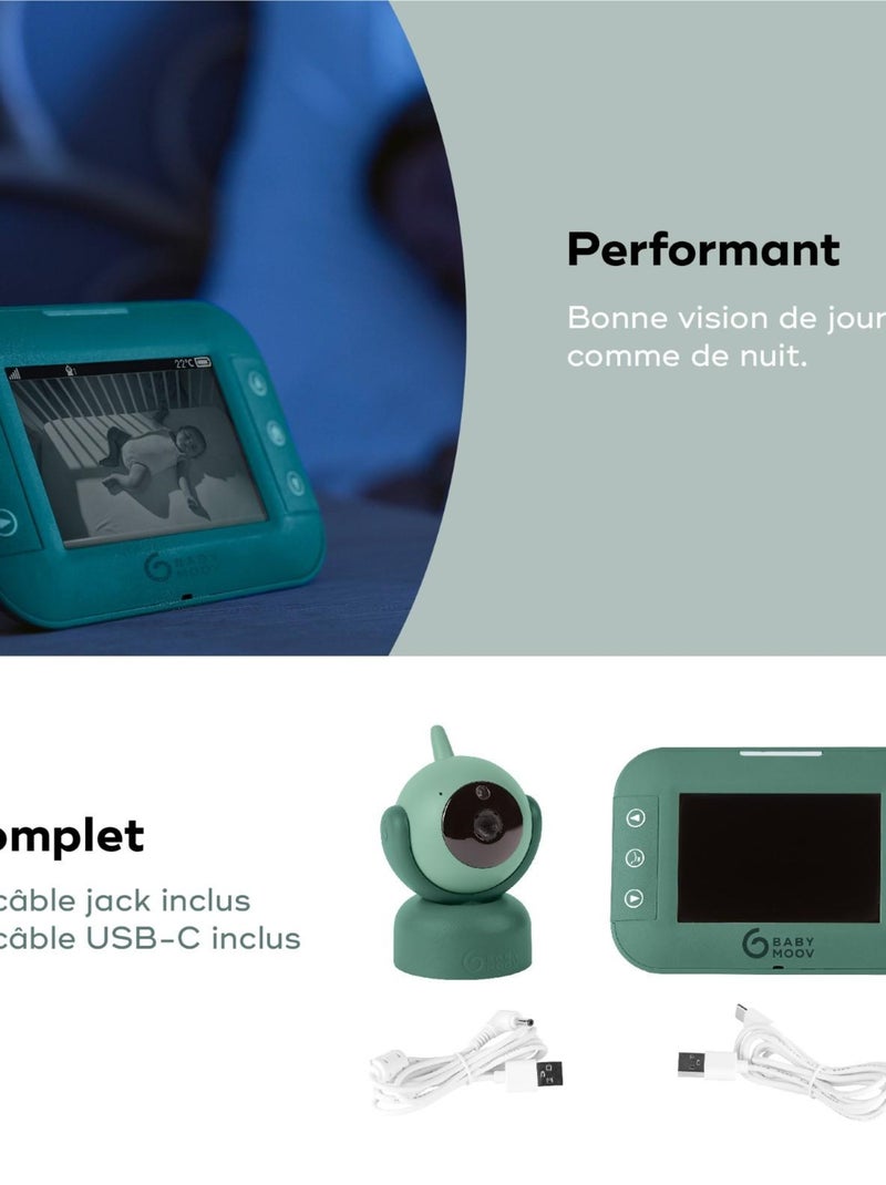 Babyphone vidéo Yoo Twist avec caméra rotative 'Babymoov' Vert - Kiabi