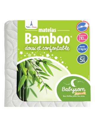 Babysom - Matelas Bébé Bamboo 60x120 cm | Épaisseur 10 cm | Fabrication française