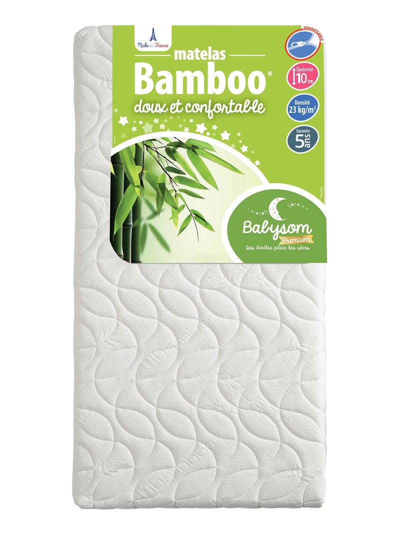 Babysom - Matelas Bébé Bamboo 60x120 cm | Épaisseur 10 cm | Fabrication française Blanc - Kiabi