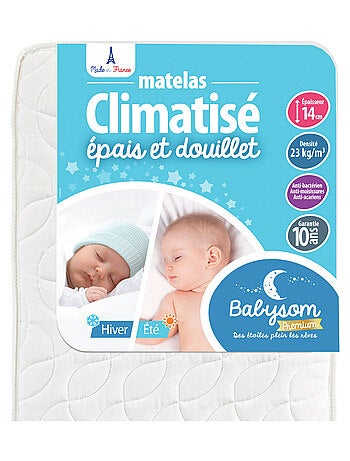 Babysom - Matelas Bébé Climatisé 60x120 cm | Épaisseur 14 cm | Fabrication française