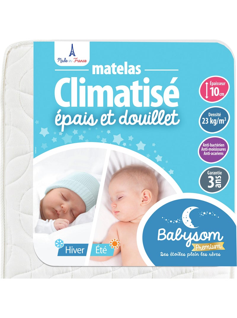 Babysom - Matelas Bébé Climatisé 70x140 cm | Épaisseur 10 cm | Fabrication française Blanc - Kiabi