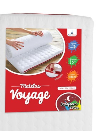 Babysom - Matelas de Voyage roulé pour Bébé 60x120 cm | Épaisseur 5 cm | Déhoussable