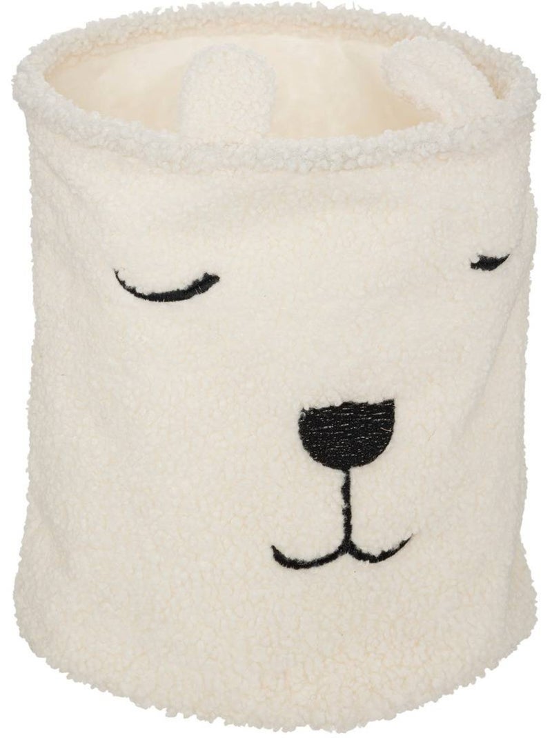 Bac à jouet enfant cylindrique imitation fourrure OLY Blanc - Kiabi