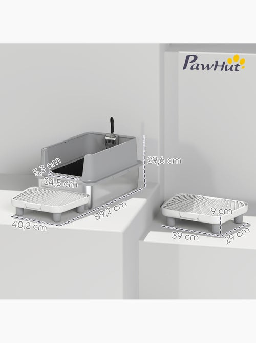 Bac à litière acier inox parois hautes pédale tapis filtrants anti-dispersion pelle - Kiabi Bac à litière acier inox parois hautes pédale tapis filtrants anti-dispersion pelle - Kiabi