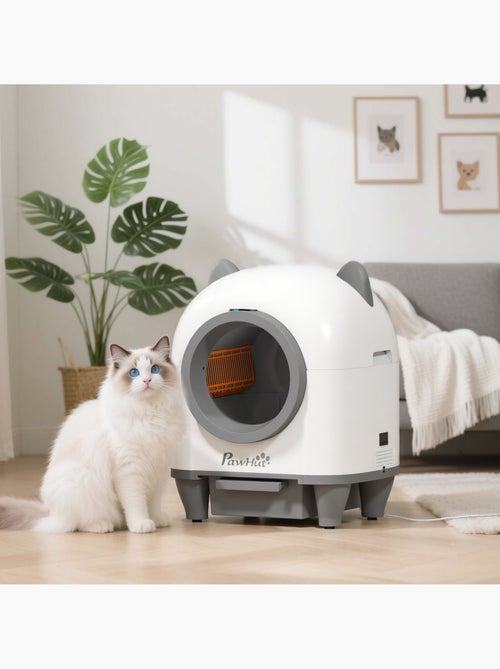 Bac à litière autonettoyante pour chat - 80l - blanc gris - Kiabi Bac à litière autonettoyante pour chat - 80l - blanc gris - Kiabi