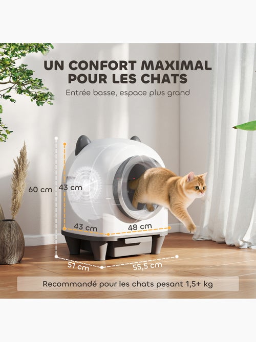 Bac à litière autonettoyante pour chat - 80l - blanc gris - Kiabi Bac à litière autonettoyante pour chat - 80l - blanc gris - Kiabi