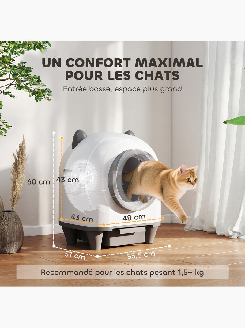Bac à litière autonettoyante pour chat - 80l - blanc gris Blanc Blanc - Kiabi