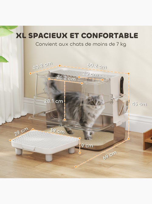 Bac à litière avec ouvercle pivotant 100° inox gris clair - Kiabi Bac à litière avec ouvercle pivotant 100° inox gris clair - Kiabi