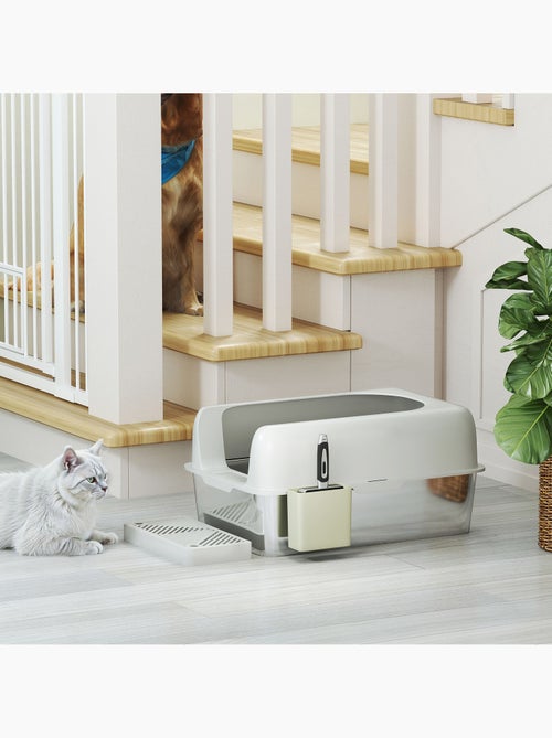 Bac à litière chat en acier inoxydable nombreux accessoires gris - Kiabi Bac à litière chat en acier inoxydable nombreux accessoires gris - Kiabi