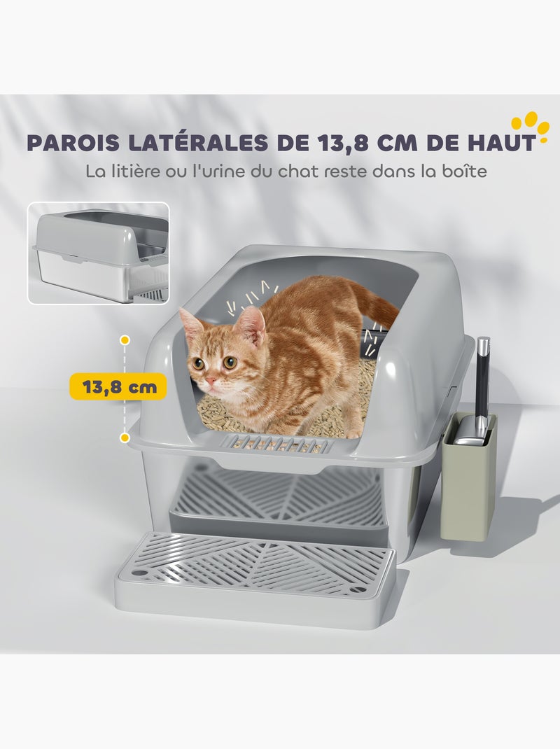 Bac à litière chat en acier inoxydable nombreux accessoires gris Gris - Kiabi