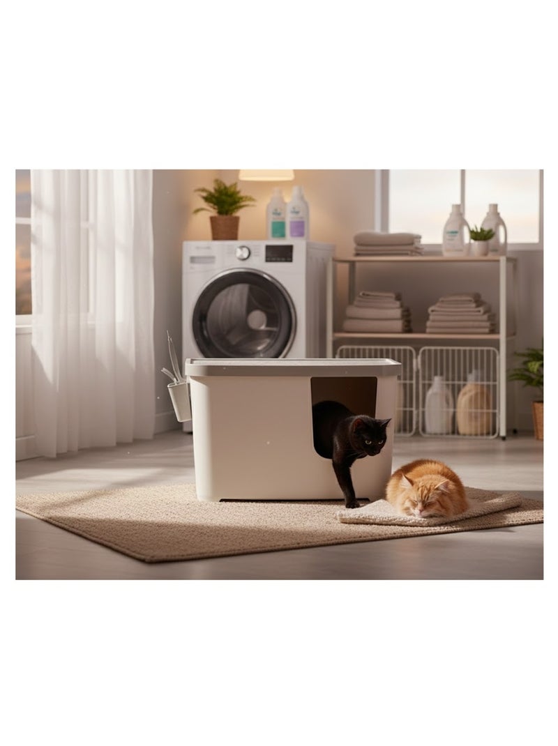 Bac à litière fermé avec pelle Barik Blanc - Kiabi