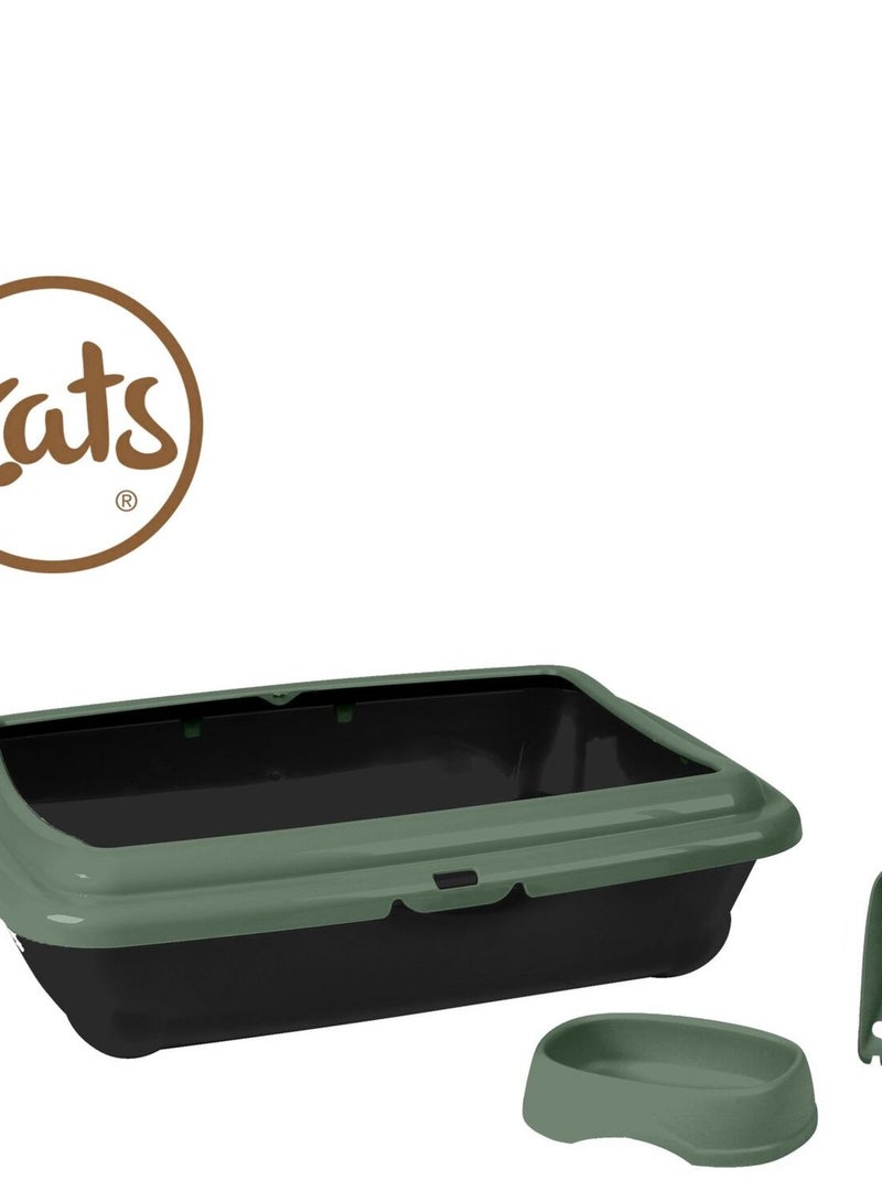 Bac à litière pour chat avec gamelle et pelle MOLLY Vert - Kiabi