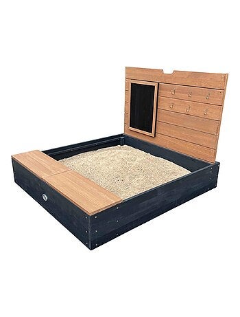 Bac à sable avec rangement en bois marron et anthracite Mandy d'AXI