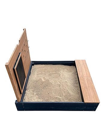 Bac à sable avec rangement en bois marron et anthracite Mandy d'AXI