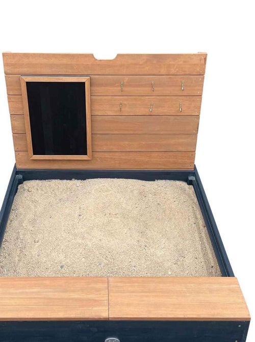 Bac à sable avec rangement en bois marron et anthracite Mandy d'AXI - Kiabi