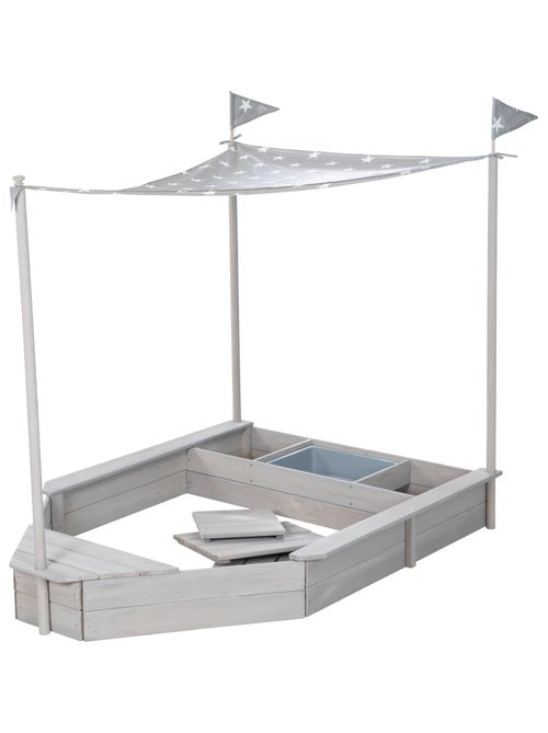 Bac à sable bateau de pirate avec auvent et espace de rangement 'Roba Outdoor Schiff' - Kiabi