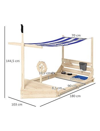 Bac à sable bateau de pirate en bois