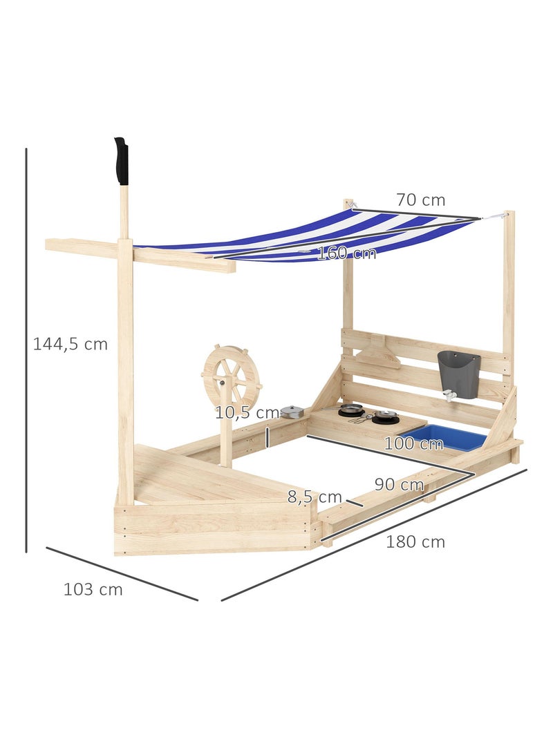 Bac à sable bateau de pirate en bois Beige - Kiabi