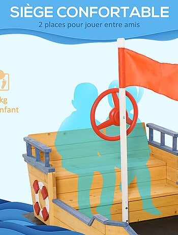 Bac à sable bateau de pirate multi-équipé