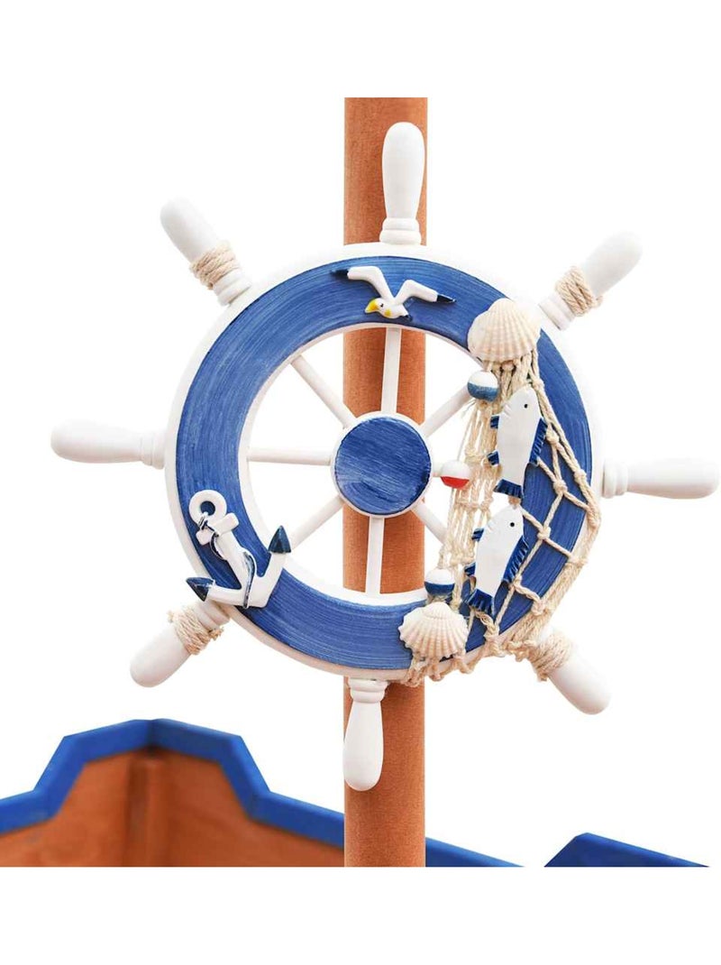 Bac à sable bateau pirate en bois de sapin avec mât et volant vidaxl Multicolore - Kiabi