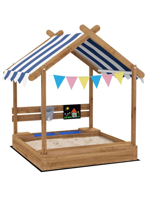 Bac à sable bois forme de maison auvent - Kiabi