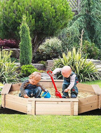 Bac à sable bois octogonal avec bâches