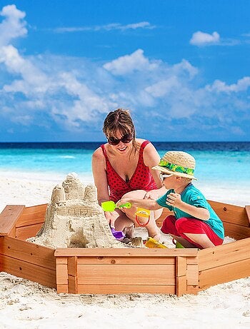 Bac à sable bois octogonal avec bâches