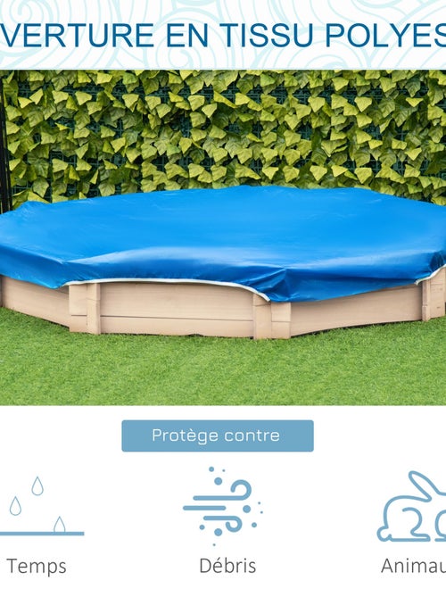 Bac à sable bois octogonal avec bâches sapin - Kiabi