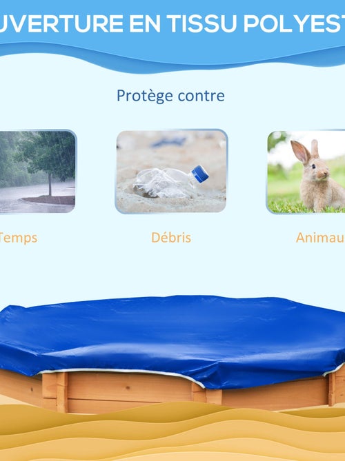 Bac à sable bois octogonal avec bâches sapin - Kiabi