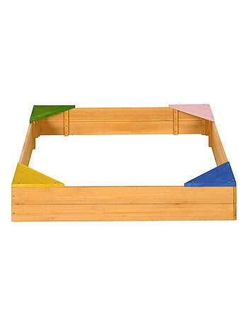 Bac à sable carré en bois pour enfants 109 x 109 x 19,8 cm bois naturel