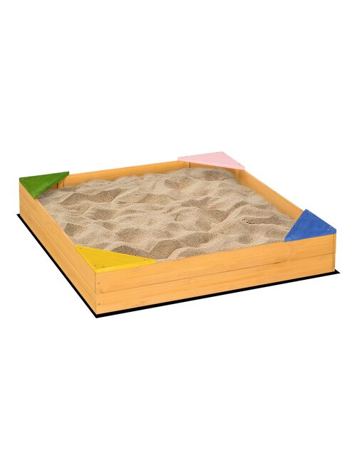 Bac à sable carré en bois pour enfants 109 x 109 x 19,8 cm bois naturel - Kiabi